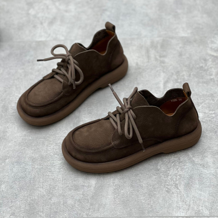 Handmade Womens Lace-up Leather Oxford Flat Shoes
