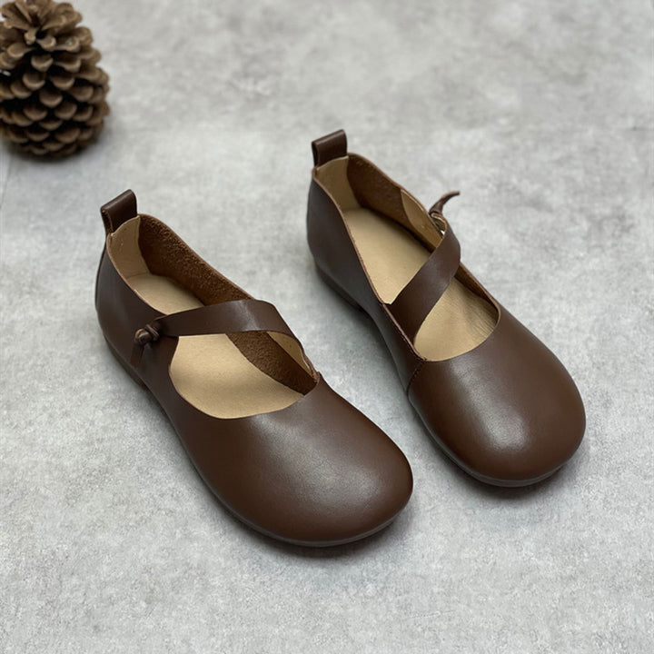 Women's Leather Mary Jane Flats – Round-Toe