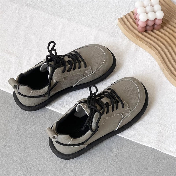 Women's Vintage Leather Lace-Up Flat Casual Shoes