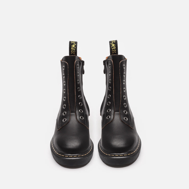 Women's Cool Moto Biker No Lace-up Leather Short Boots
