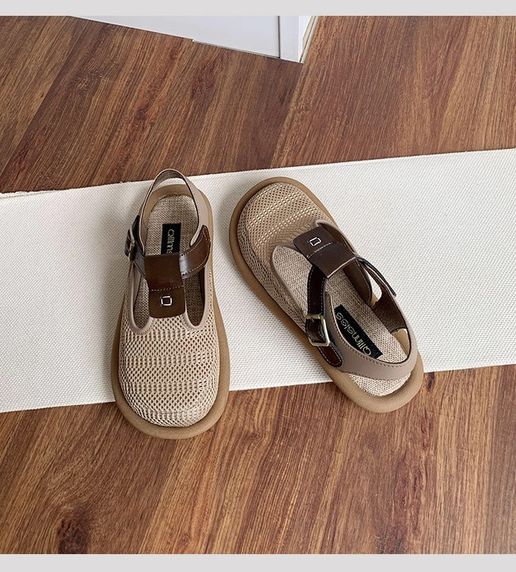 Women's Breathable Mesh Patchwork Sandals – Summer Casual Flat Shoes