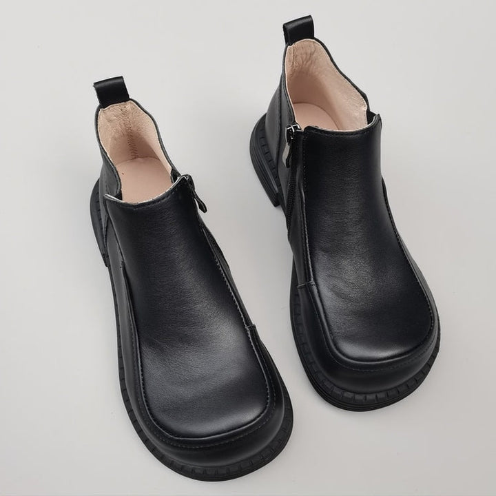 Women's British-Style Wide Toe Derby Boot – Soft Rubber Sole, Comfortable Fit