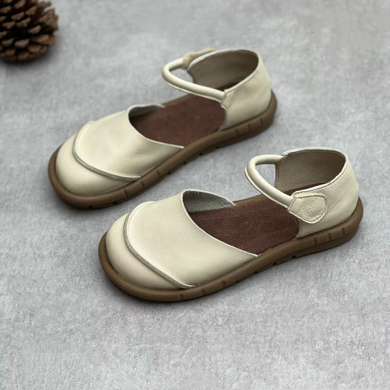 Women's Retro Handmade Genuine Leather Flats Sandals