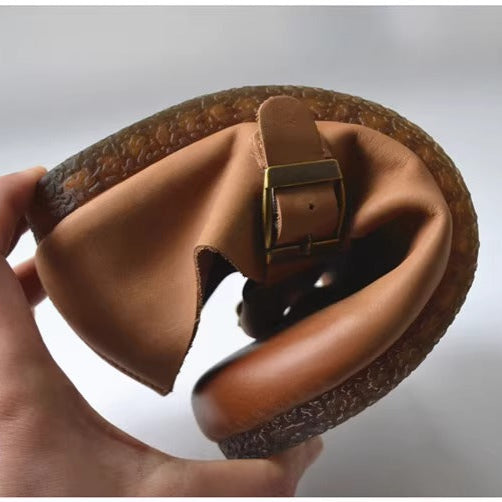 Women's Wide Round-Toe Genuine Leather Soft Flat Casual Shoes