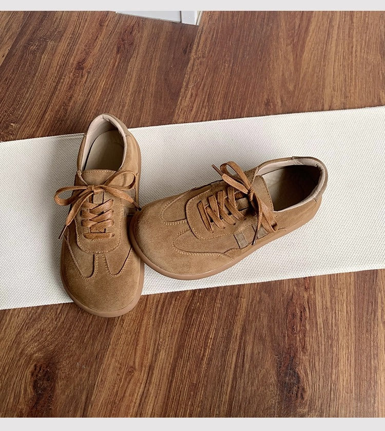Women's Casual Cow Suede Lace-Up Sneakers – Comfortable & Stylish