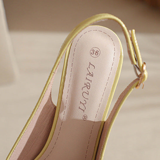 Women's Pointed Toe Metal Buckle Decoration Fine High Heeled Sandals