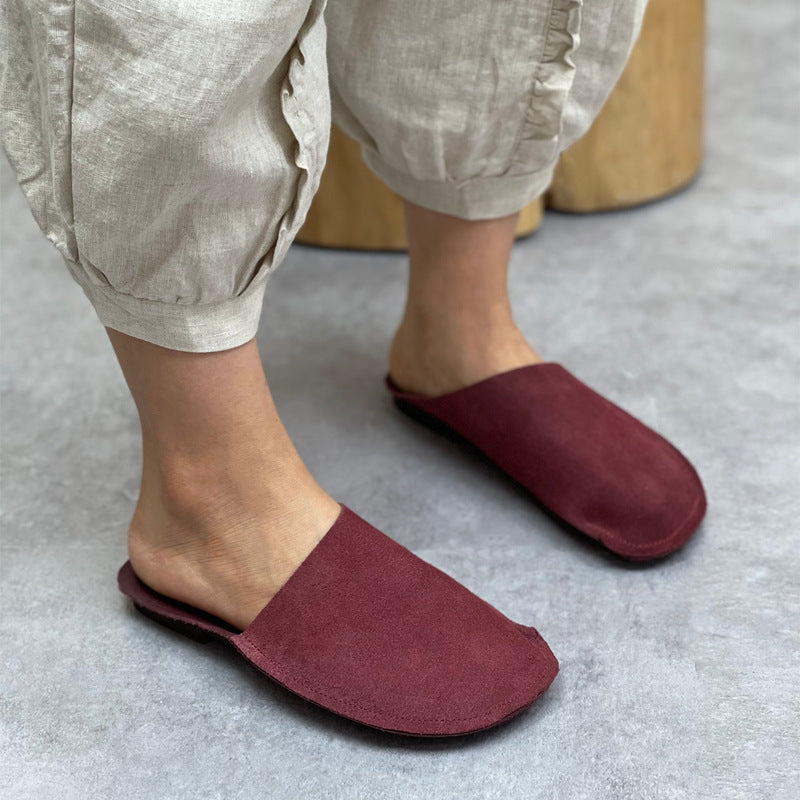 Women's Leather Minimalist Slant Cut Comfort Mule Shoes