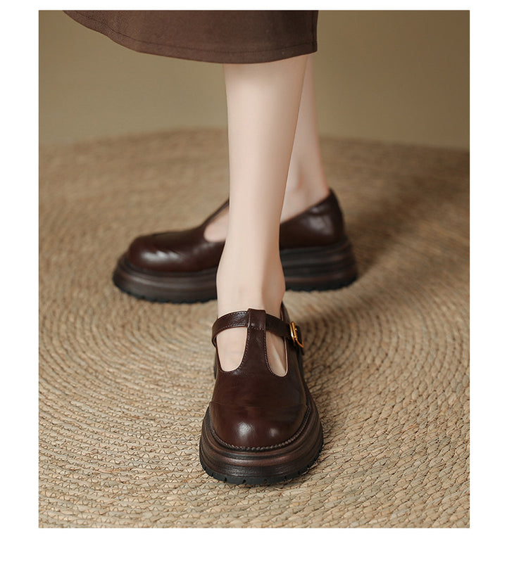 Womens Non-slip Platforms T-strap Mary Jane Shoes