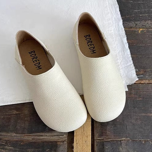 Women's Wide Round Toe High-vamp Comfort Slip-On Flats