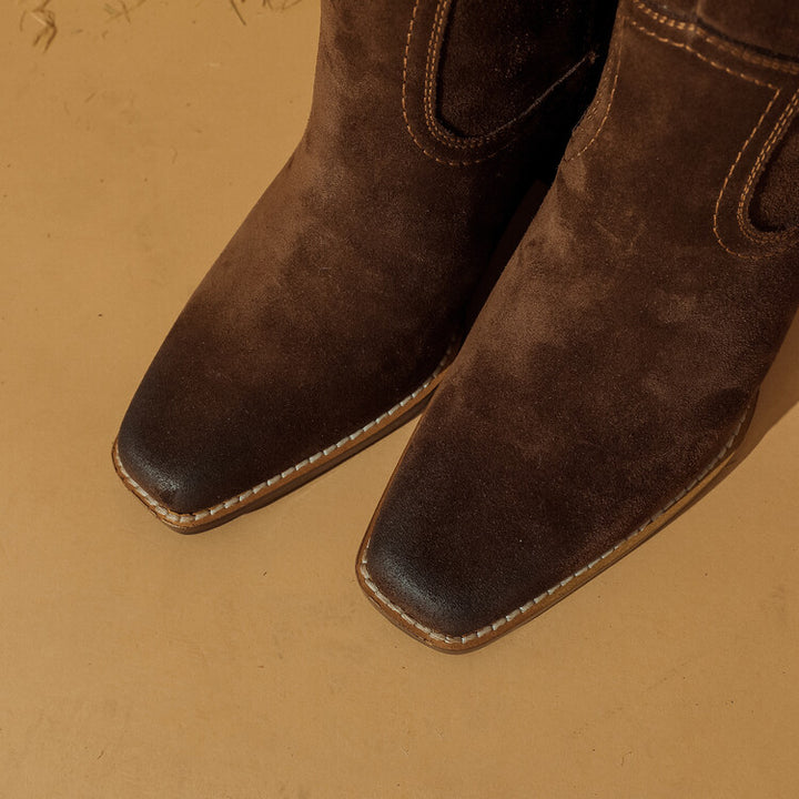Women's Western Cowboy Suede Leather Boots