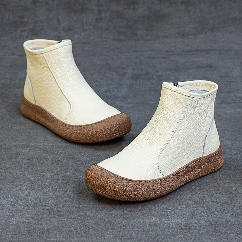 Women's Casual Round Toe Zipper Ankle Boots – Everyday Style