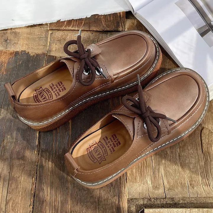 Women's Retro Lace-Up Flats – Casual & Comfortable Everyday Shoes
