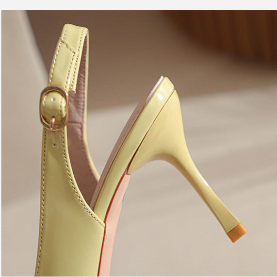 Women's Pointed Toe Metal Buckle Decoration Fine High Heeled Sandals