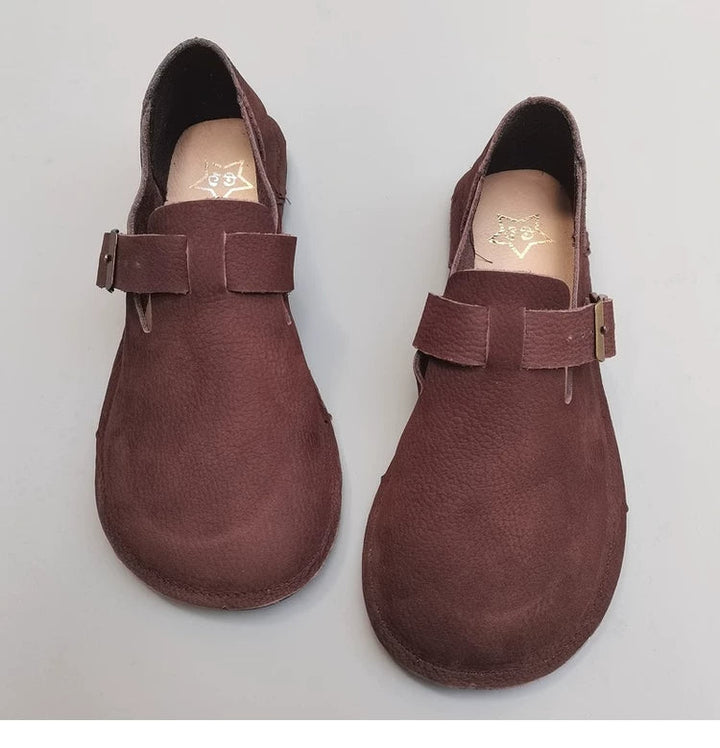 Women's Genuine Leather Loafers Extra Wide Toe Box Soft Sole Slip On Flat Shoes