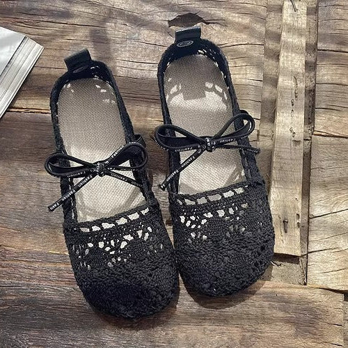 Women's Boho Bow Lace Hollow Out Sandals