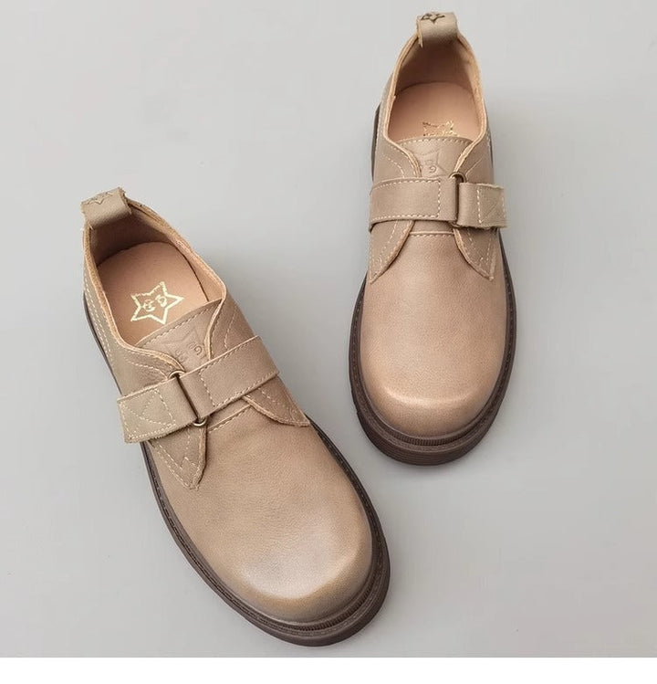 Womens Genuine Leather JK Uniform Shoes Loafers for Wide & Fat Feet