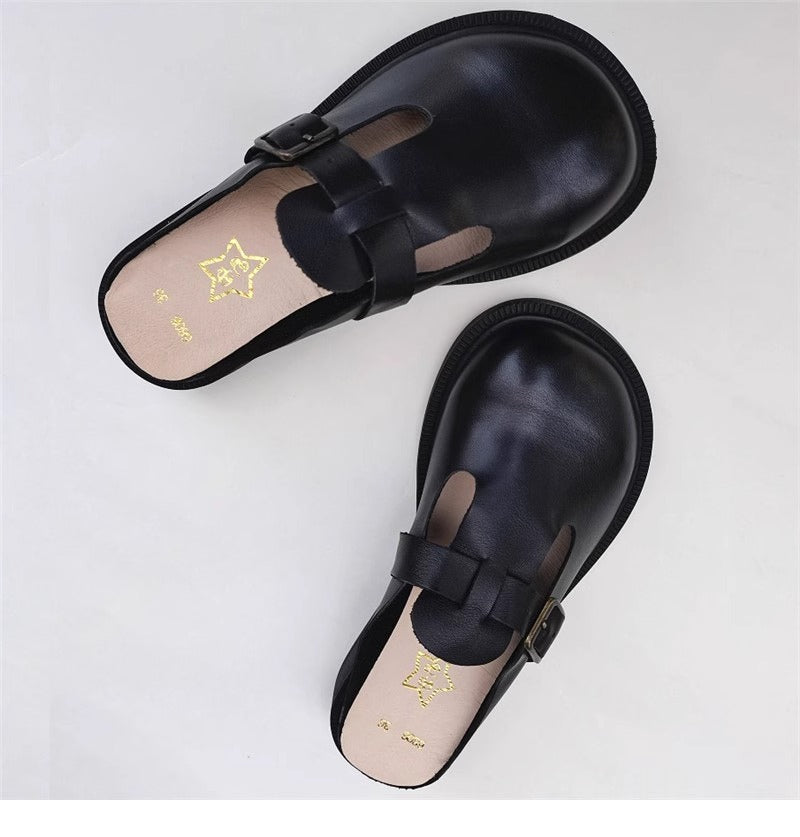 Women's Big Toe Box Mules – Casual Soft First Layer Cowhide Slip-On Shoes