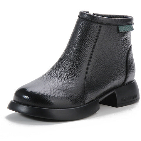 Women's Leather Side-Zip Ankle Boots – Comfortable Casual Everyday Shoes