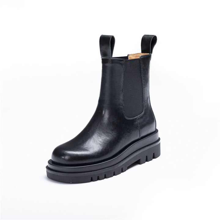 Women's Platform Chelsea Boots Elastic Black Chunky Boots