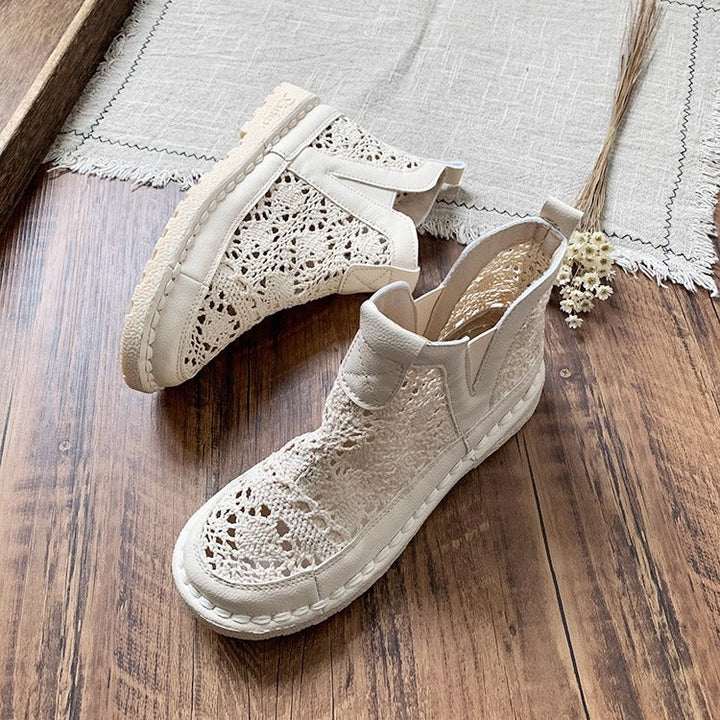 Bohemian Style Summer Lace Boots – Hollow Out Mesh Ankle Boots for Women