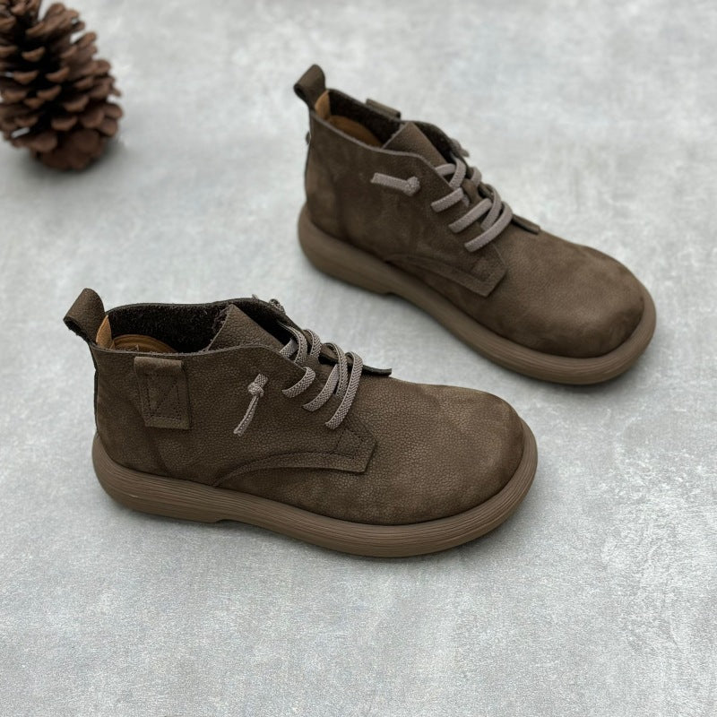 Casual Comfortable Lace-up Genuine Leather Women's Boots