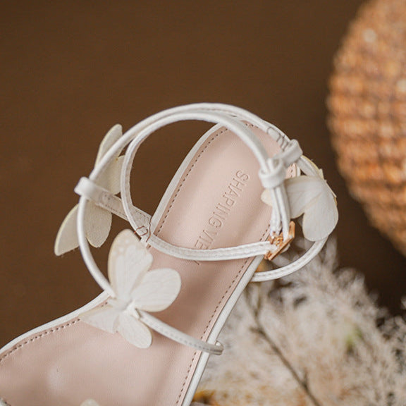 Women Summer Wedding Three-dimensional Bow Decoration Romantic Style Sandals