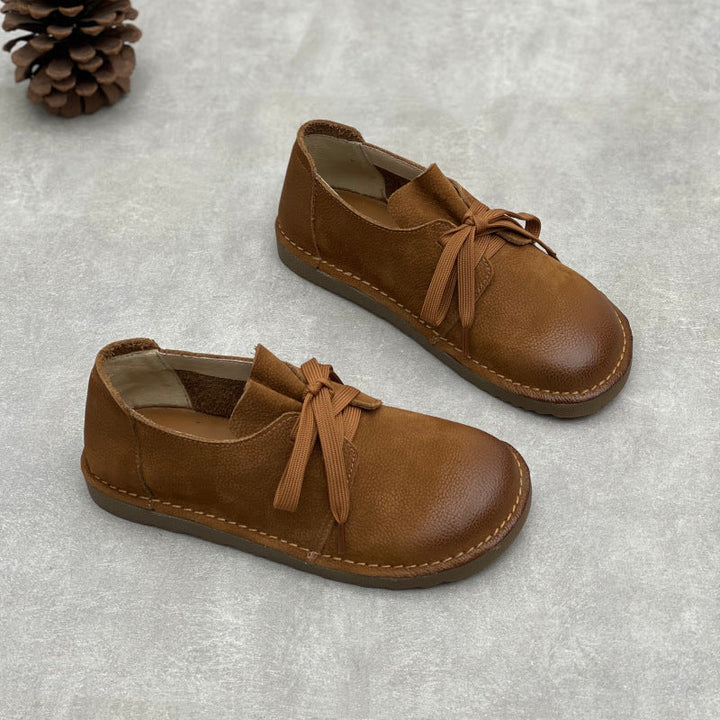 Women’s Soft Leather Lace-Up Flats – Comfortable Everyday Shoes
