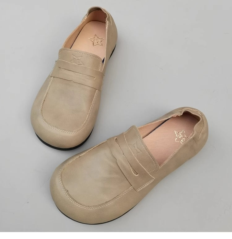 Genuine Leather Women's Flats with Wide Fit & Big Toe Box