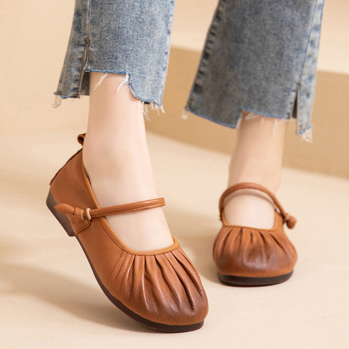 Women's Genuine Leather Mary Janes - Vintage Shell Soft Sole