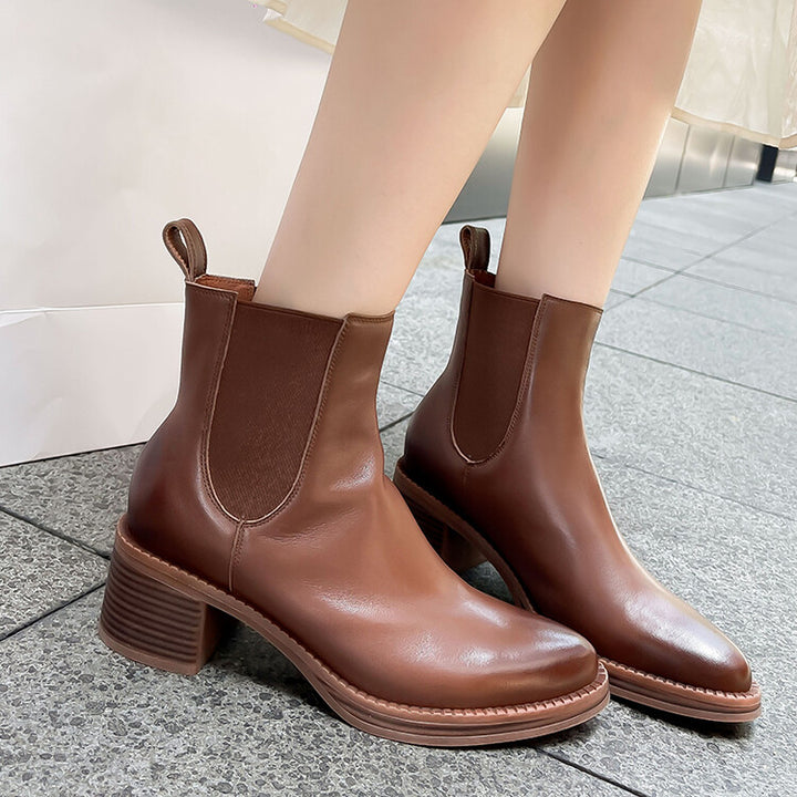 Women's Pointed Leather Handmade Chelsea Boot