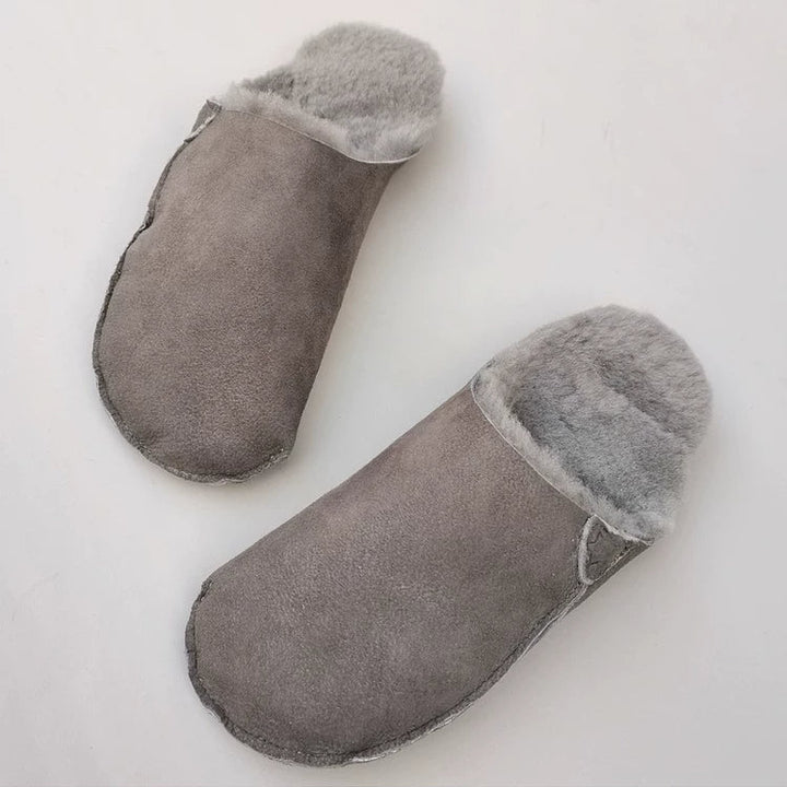 Women's Genuine Shearling Mules Winter Warm Fur Lined Slip On Slippers Clogs