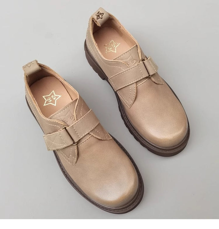 Womens Genuine Leather JK Uniform Shoes Loafers for Wide & Fat Feet