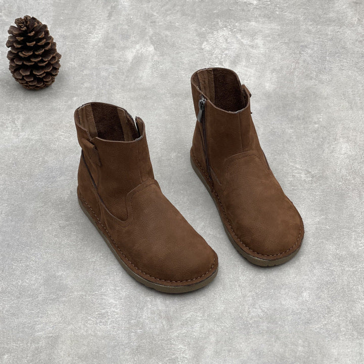 Women's Minimalist Leather Zipper Ankle Boots – Everyday Style