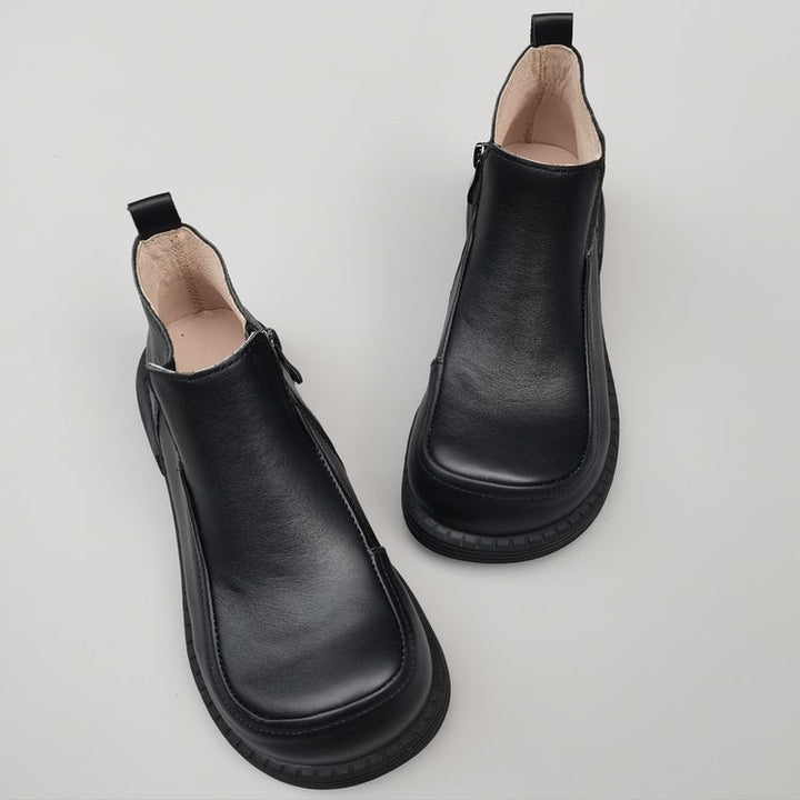 Women's British-Style Wide Toe Derby Boot – Soft Rubber Sole, Comfortable Fit