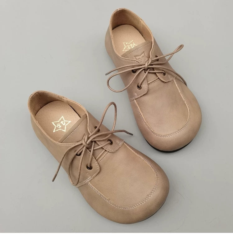 Women's Wide Toe Box Genuine Leather Lace-Up Shoes – Comfort Oxfords for Wide Feet & Bunions