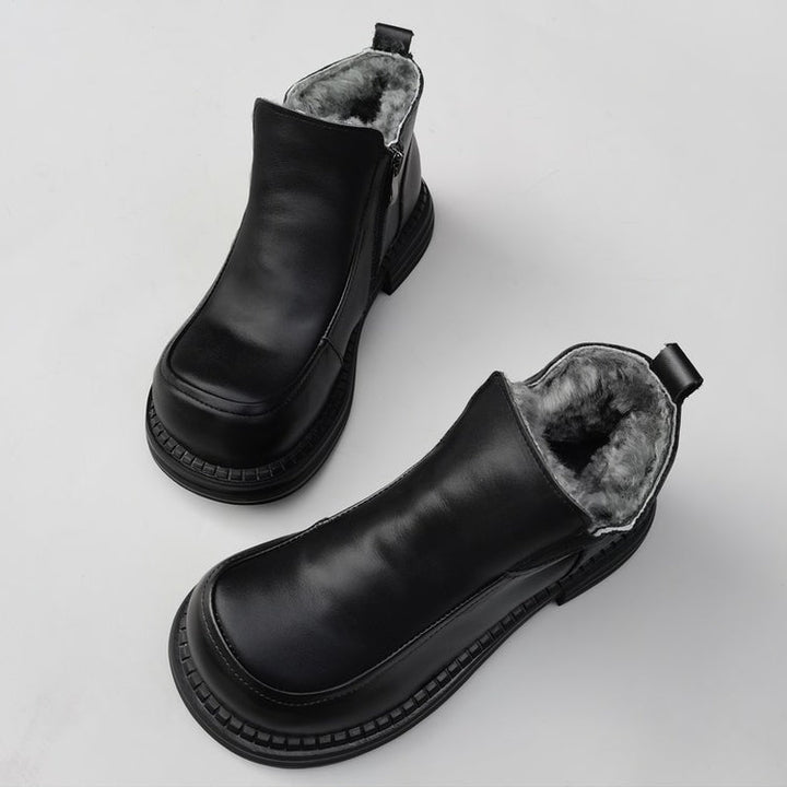 Women's British-Style Wide Toe Derby Boot – Wool Plush, Comfortable Fit