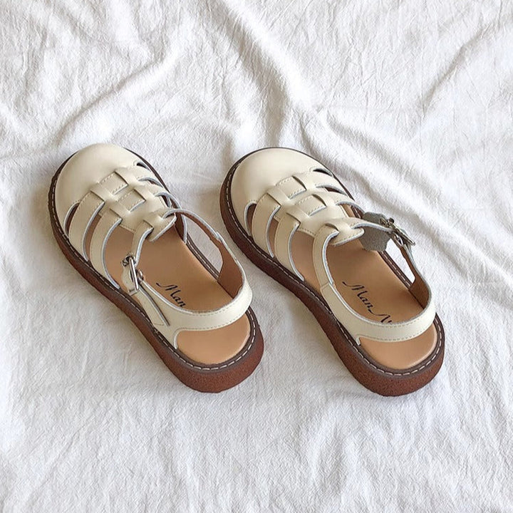 Clearance Sale Women's Leather Closed Toe Round Sandals