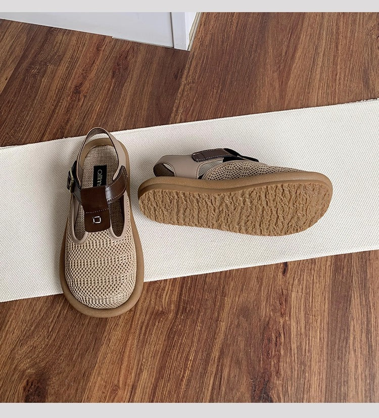 Women's Breathable Mesh Patchwork Sandals – Summer Casual Flat Shoes