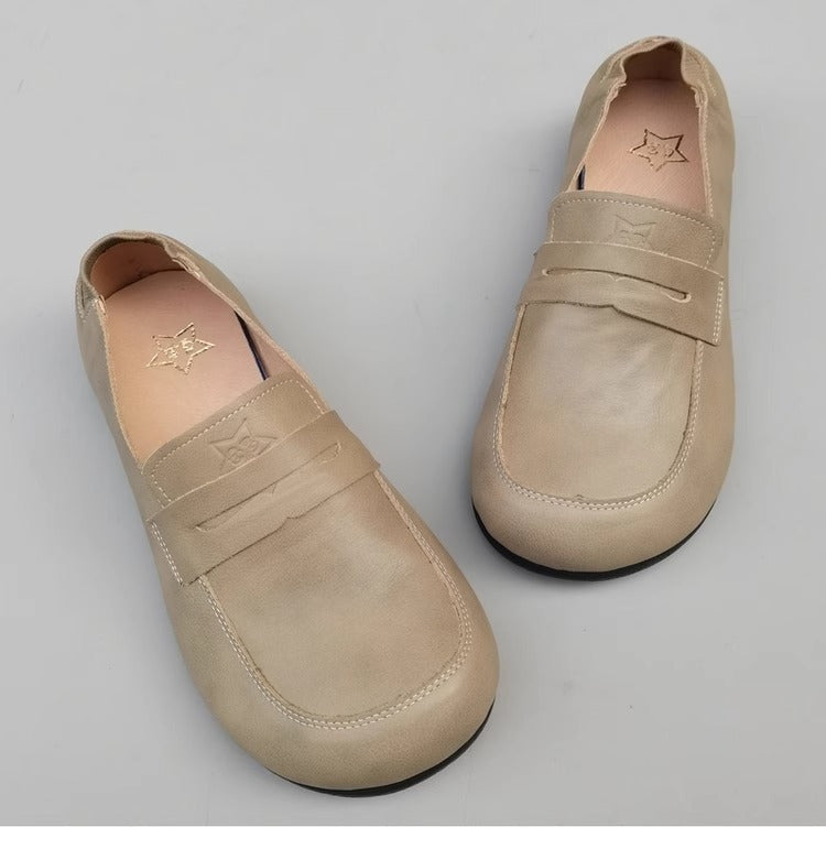 Genuine Leather Women's Flats with Wide Fit & Big Toe Box