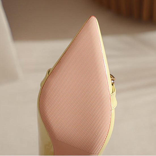Women's Pointed Toe Metal Buckle Decoration Fine High Heeled Sandals