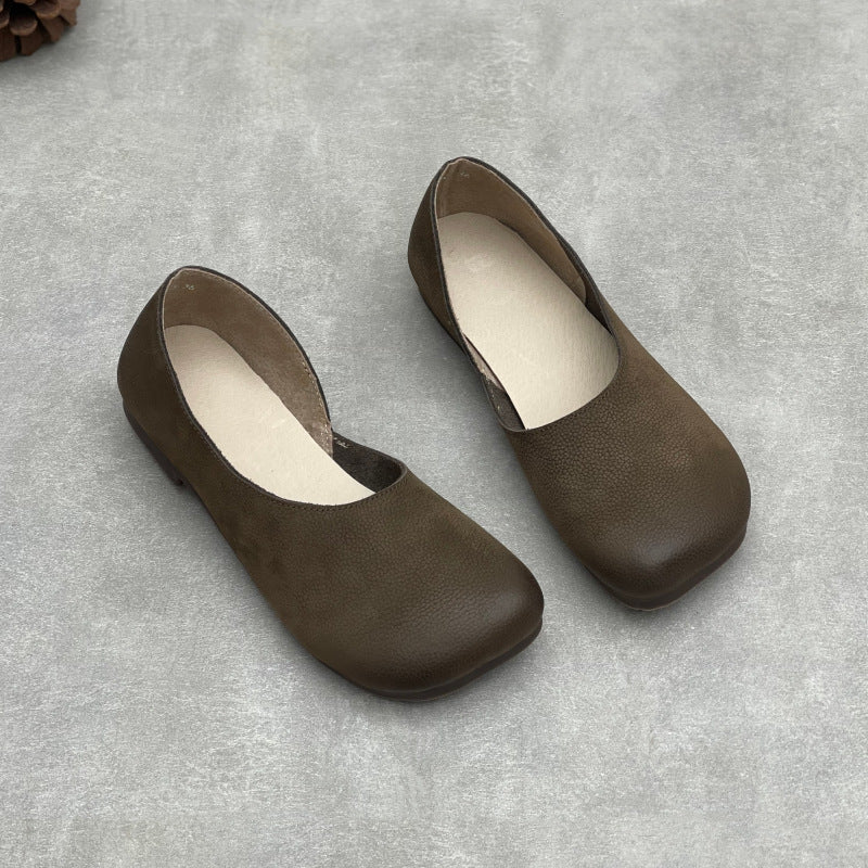 Women’s Handmade Leather Slip-On Flats – Asymmetric Comfortable Casual Shoes