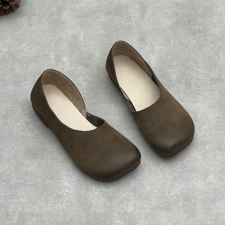 Women’s Handmade Leather Slip-On Flats – Asymmetric Comfortable Casual Shoes