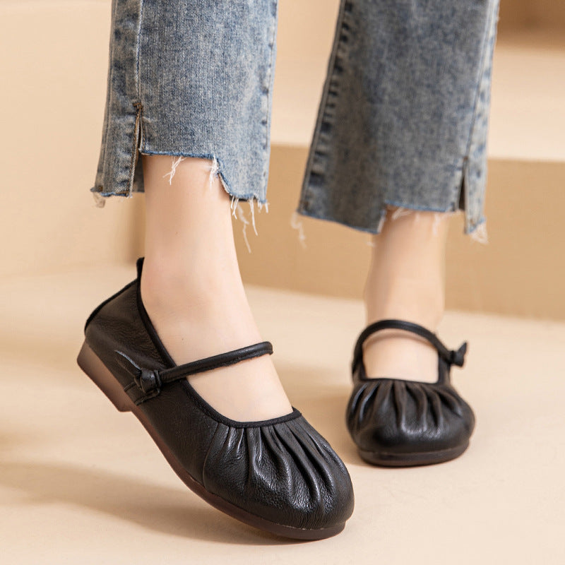 Women's Genuine Leather Mary Janes - Vintage Shell Soft Sole