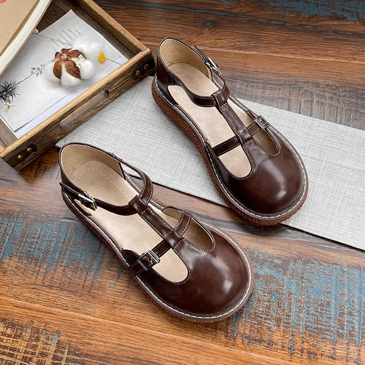 Womens Mori Literary Style Closed Toe Side Hollow Sandals