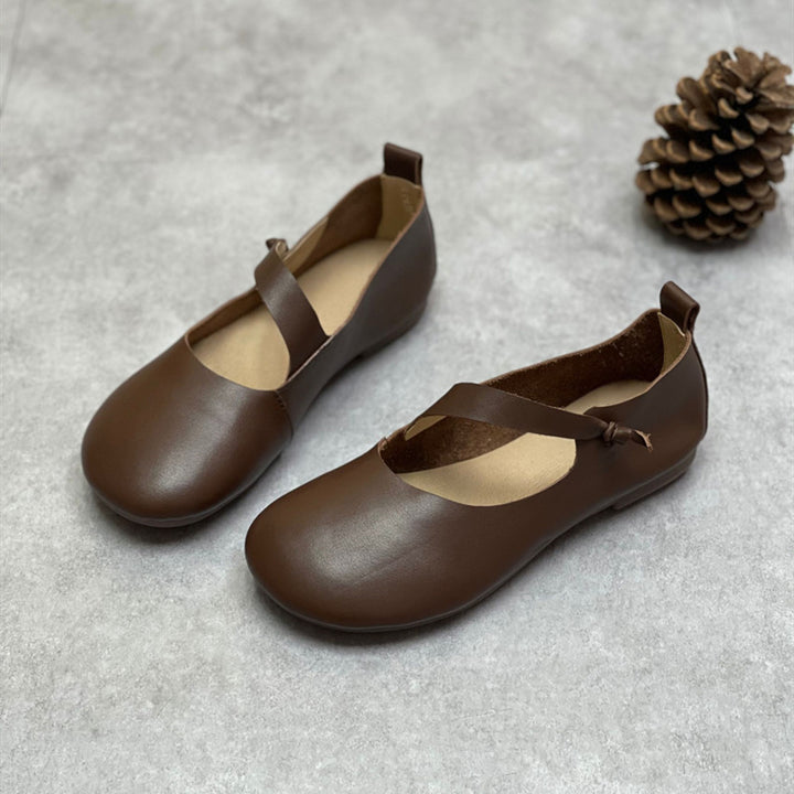 Women's Leather Mary Jane Flats – Round-Toe