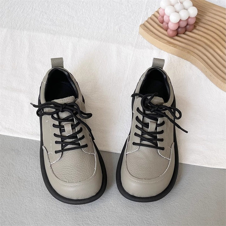 Women's Vintage Leather Lace-Up Flat Casual Shoes