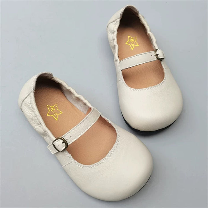 Women's Genuine Leather Wide Toe Mary Jane Shoes – Breathable Anti-Slip Flat Flats for Wide Feet & Bunions