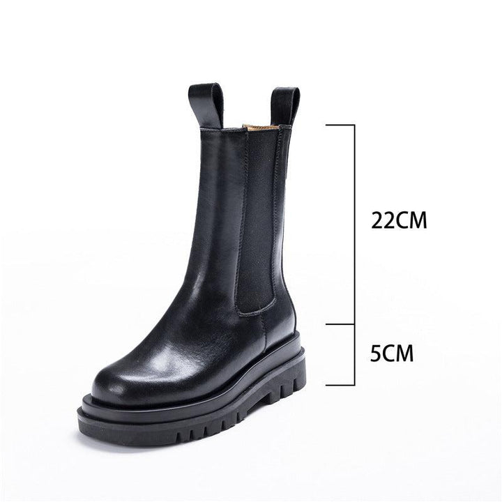 Women's Platform Chelsea Boots Elastic Black Chunky Boots