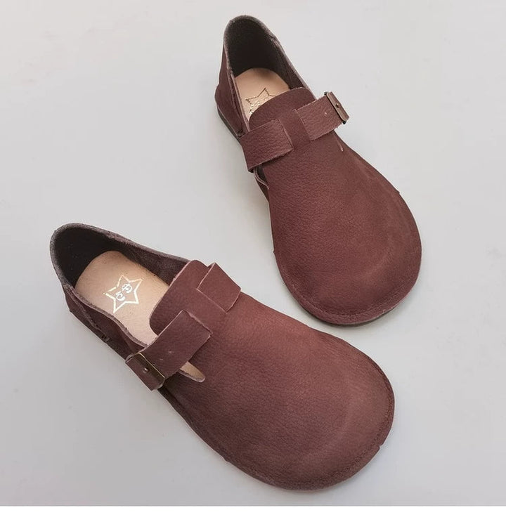 Women's Genuine Leather Loafers Extra Wide Toe Box Soft Sole Slip On Flat Shoes