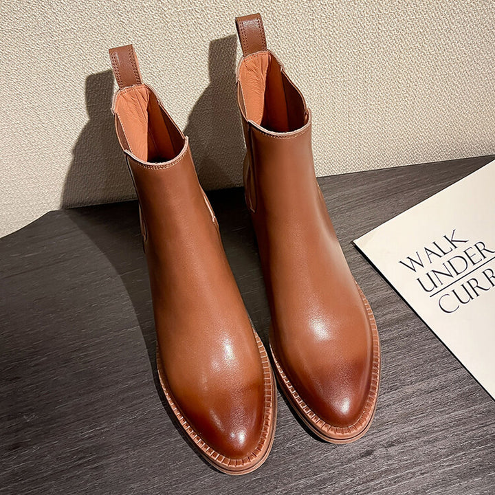 Women's Pointed Leather Handmade Chelsea Boot